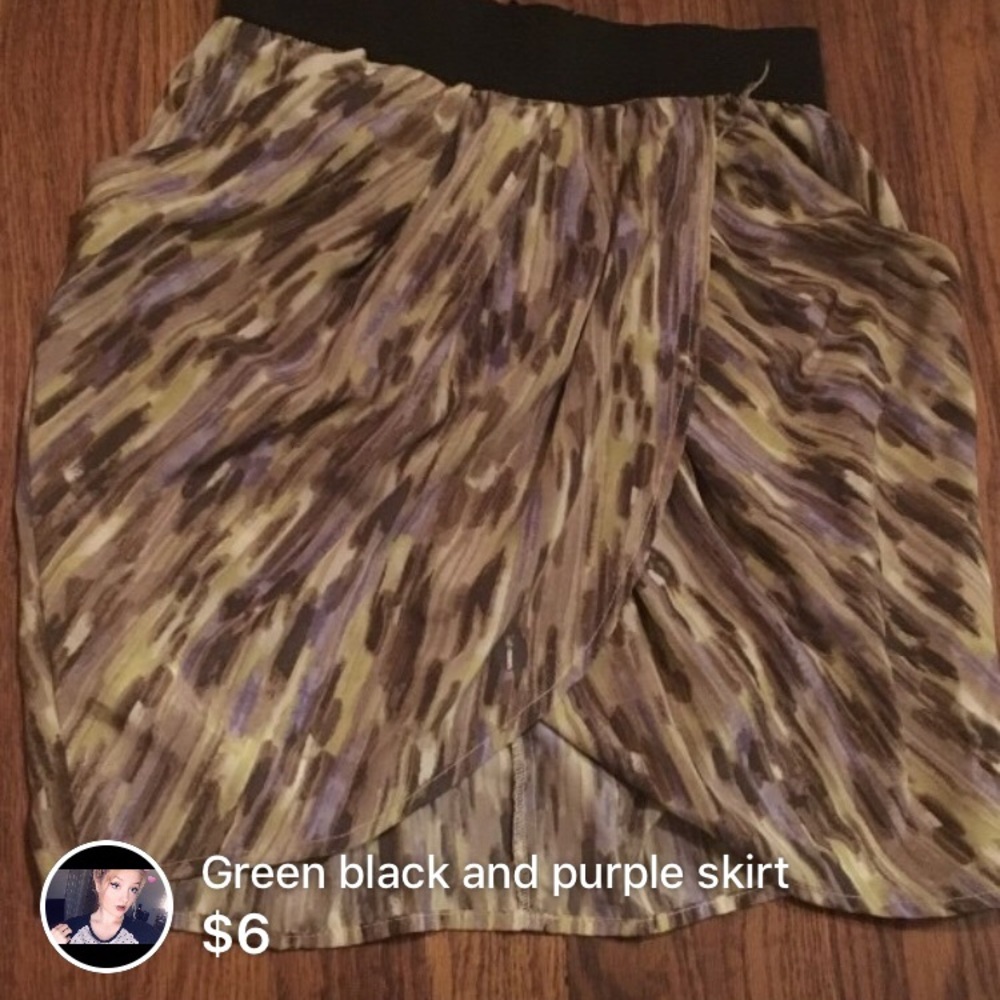 Green brown purple skirt